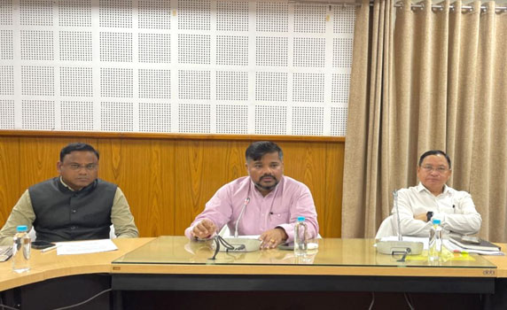 Tripura Transport Minister Sushanta Chowdhury holds review meeting at Secretariat in Agartala. 